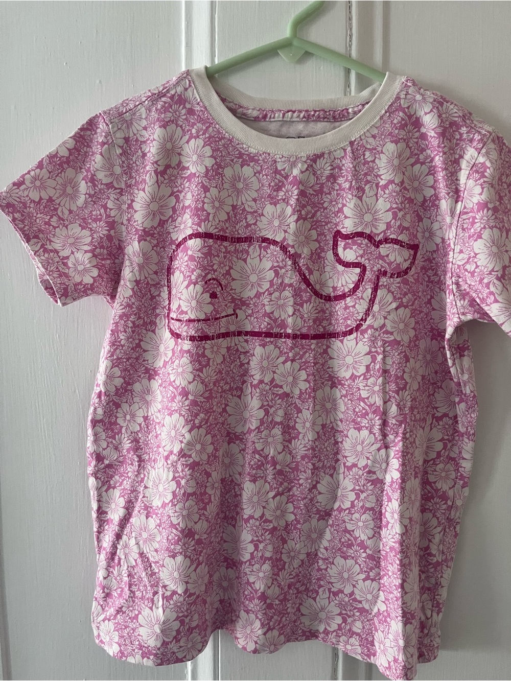 Vineyard Vines Girls Pink Floral Whale Tee